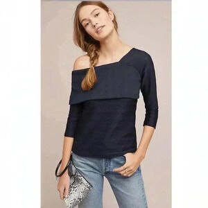 Anthropologie Blue Tassel Schuler One Shoulder Top